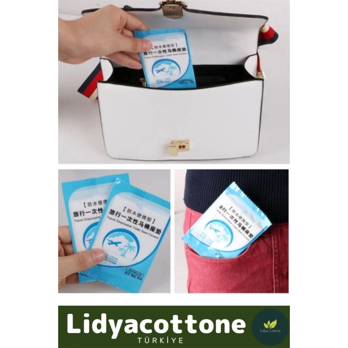 Klozet Kapak Örtüsü Pratik Kullanımlı Hijyenik Klozet Kapağı Poşeti Avm Halka Açık Tuvalet 50 Adet