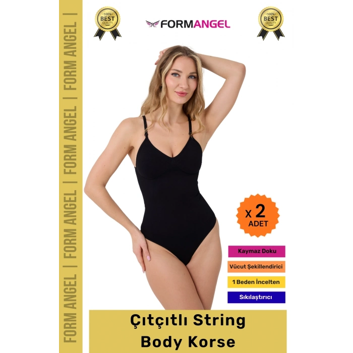 #Korse İz Bırakmayan Kaymaz Seamless Toparlayıcı Dikişsiz Kadın Çıtçıtlı String Body Korse - 2 Adet