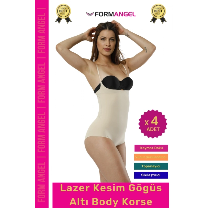 #Korse İz Göstermeyen Lazer Kesim Toparlayıcı Şekillendirici Kaymaz Göğüs Altı Body Korse - 4 Adet