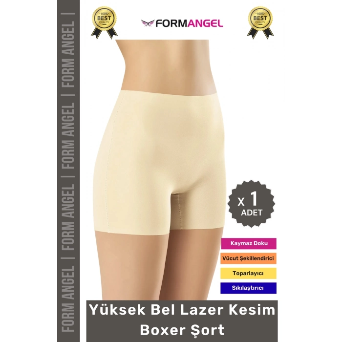 #Korse İz Göstermeyen Lazer Kesim Toparlayıcı Şekillendirici Rahat Yüksek Bel Boxer Korse - 1 Adet