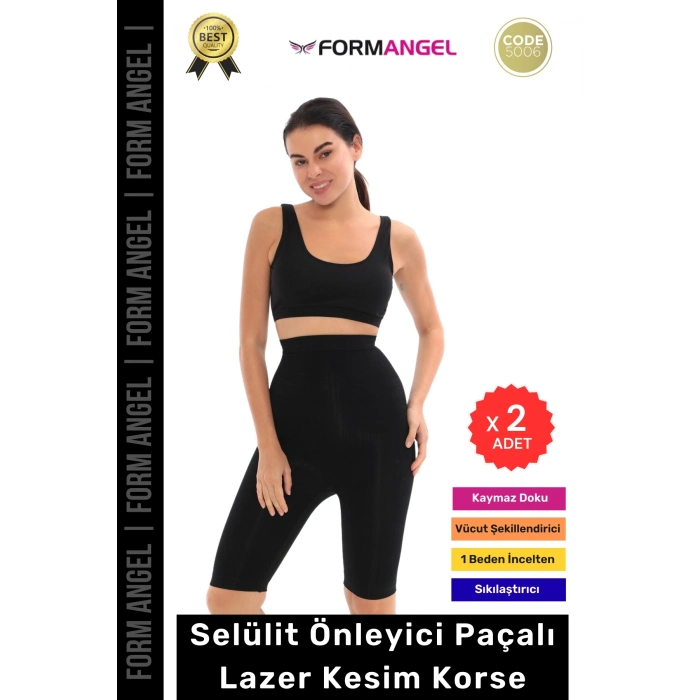 #Korse Lazer Kesim Dikişsiz İz Göstermeyen Toparlayıcı Kaymaz Selülit Önleyici Paçalı Korse - 2 Adet