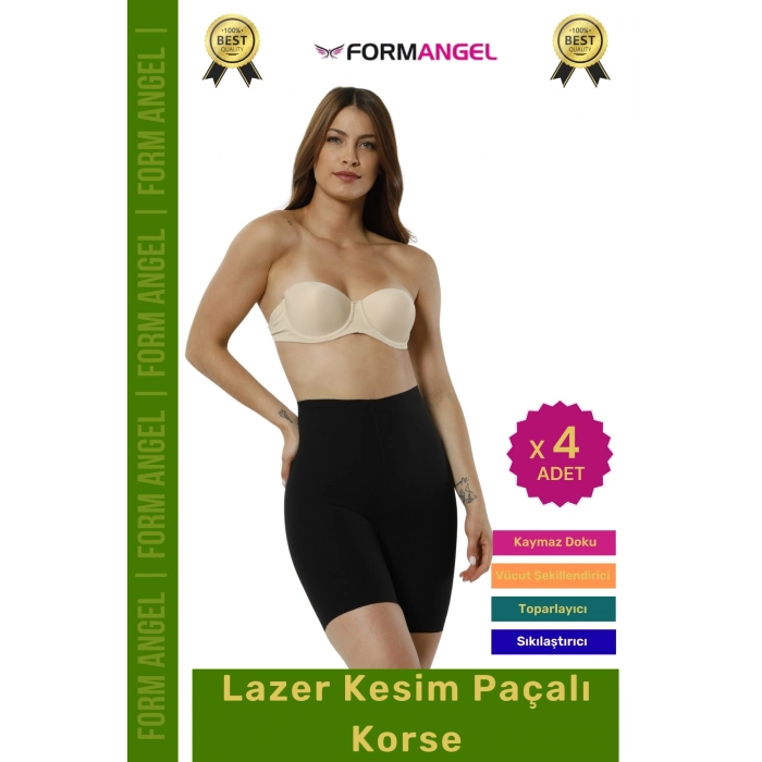 #Korse Lazer Kesim İz Göstermeyen Kaymaz Toparlayıcı Sıkılaştırıcı Paçalı Hayalet Korse - 4 Adet