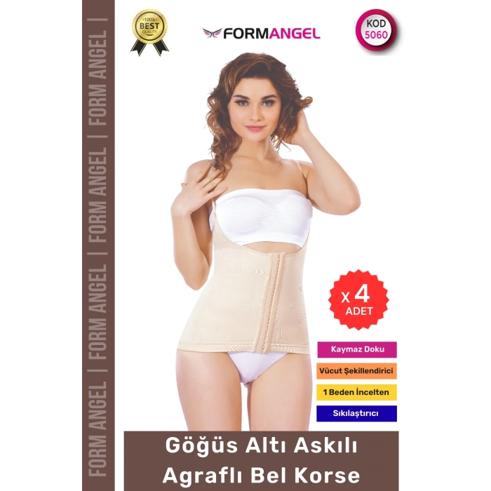 #Korse Vücut Şekillendiren Toparlayıcı Kadın Göğüs Altı Askılı Agraflı Bel Korse - 4 Adet