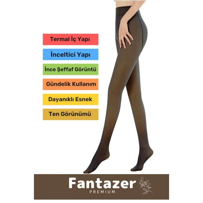 Kuasar Series Sıcak Tutan Ince Siyah Çorap Ten Görünümlü Termal Içli Peluş Polarlı Külotlu Çorap