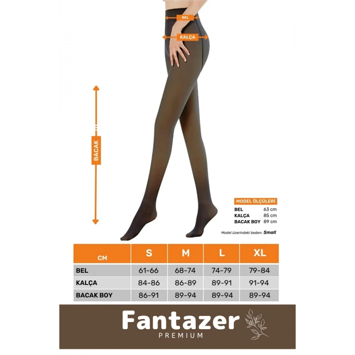 Kuasar Series Sıcak Tutan Ince Siyah Çorap Ten Görünümlü Termal Içli Peluş Polarlı Külotlu Çorap