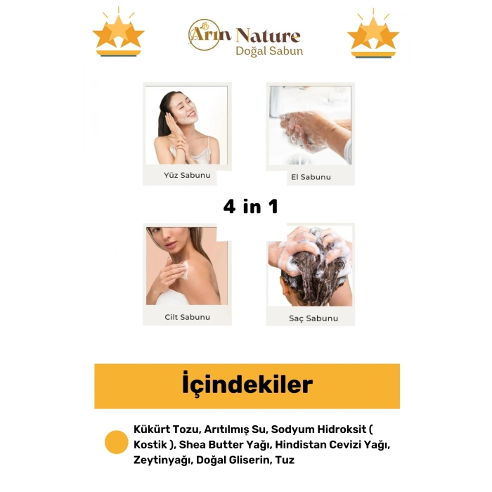 #kükürt %100 Doğal Güzel Kokulu El Yüz Saç Vücut Orijinal Bitkisel Kükürt Sabunu 120g - 2 Adet