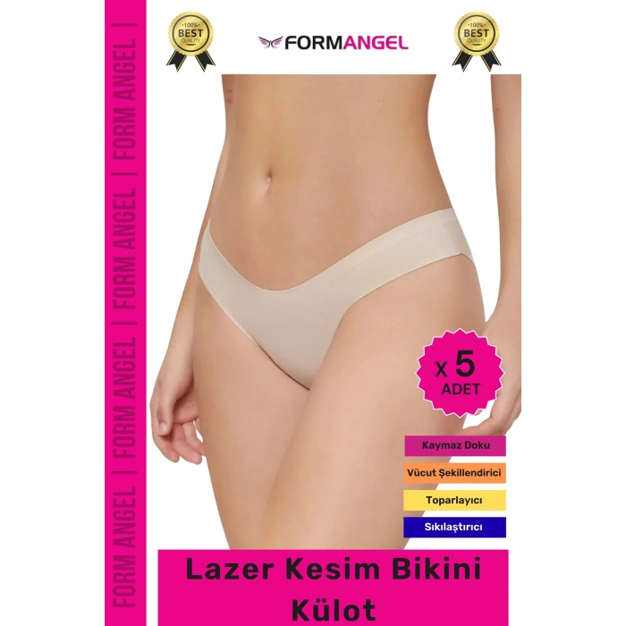 #Külot Dikişsiz İz Göstermeyen Belli Etmeyen Esnek Rahat Lazer Kesim Hayalet Bikini Külot - 5 Adet