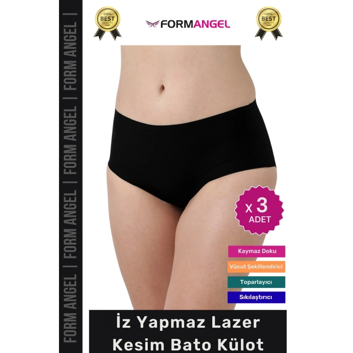 #Külot Lazer Kesim İz Göstermez Kaymayı Önleyen Doku 2 Beden Küçülten Hayalet Bato Külot - 3 Adet