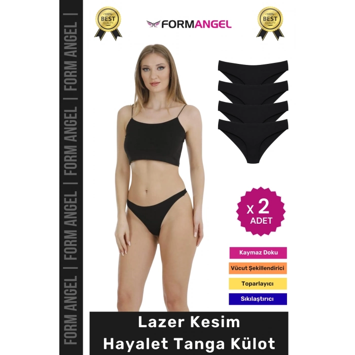 #Külot Lazer Kesim İz Yapmaz Dikişsiz Esnek Rahat Toparlayıcı Kadın Hayalet Tanga Külot - 2 Adet