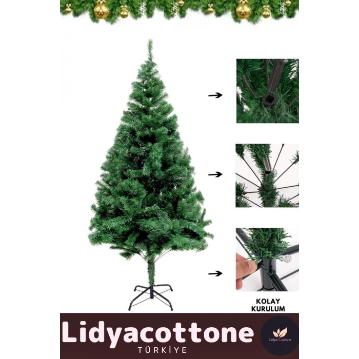 Kutu Süsleme Seti Yılbaşı Çam Ağacı Renkli Işığı Yeni Yıl Süsleri Noel Paketi 180 Cm 330 Dal