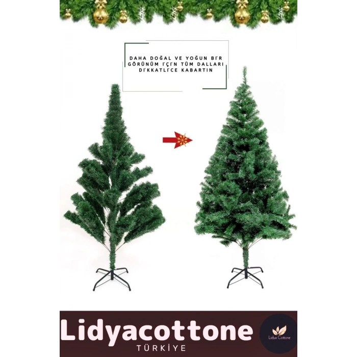 Kutu Süsleme Seti Yılbaşı Çam Ağacı Renkli Işığı Yeni Yıl Süsleri Noel Paketi 180 Cm 330 Dal