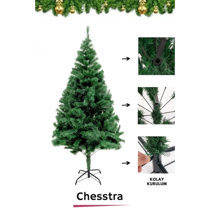 Kutulu Ayaklı Süsleme Seti Yılbaşı Çam Ağacı Renkli Işığı Yeni Yıl Süsleri Noel Paket 150 Cm 240 Dal