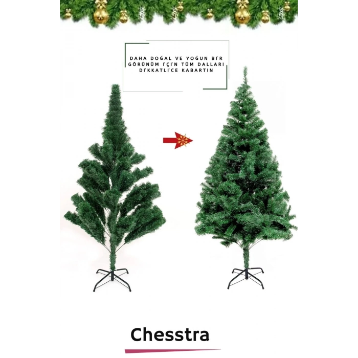 Kutulu Ayaklı Süsleme Seti Yılbaşı Çam Ağacı Renkli Işığı Yeni Yıl Süsleri Noel Paket 150 Cm 240 Dal