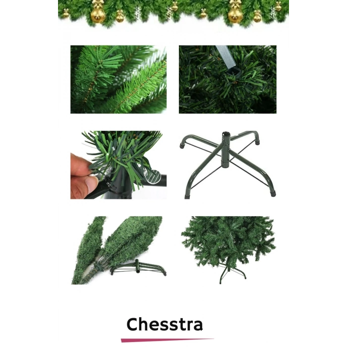 Kutulu Ayaklı Süsleme Seti Yılbaşı Çam Ağacı Renkli Işığı Yeni Yıl Süsleri Noel Paket 150 Cm 240 Dal