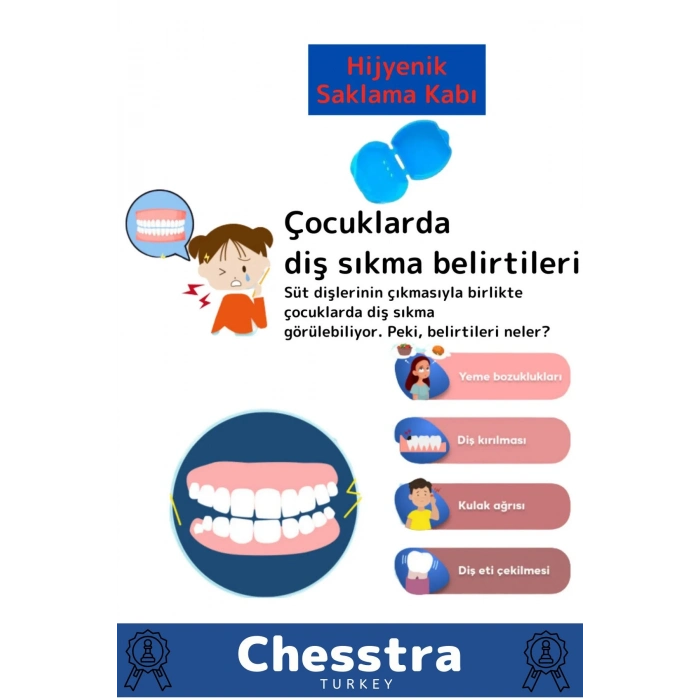 Kutulu Diş Çene Sıkma Gıcırdatma Gece Plağı Koruyucu Önleyici Dişlik Uyku Silikon Aparatı 1 Adet