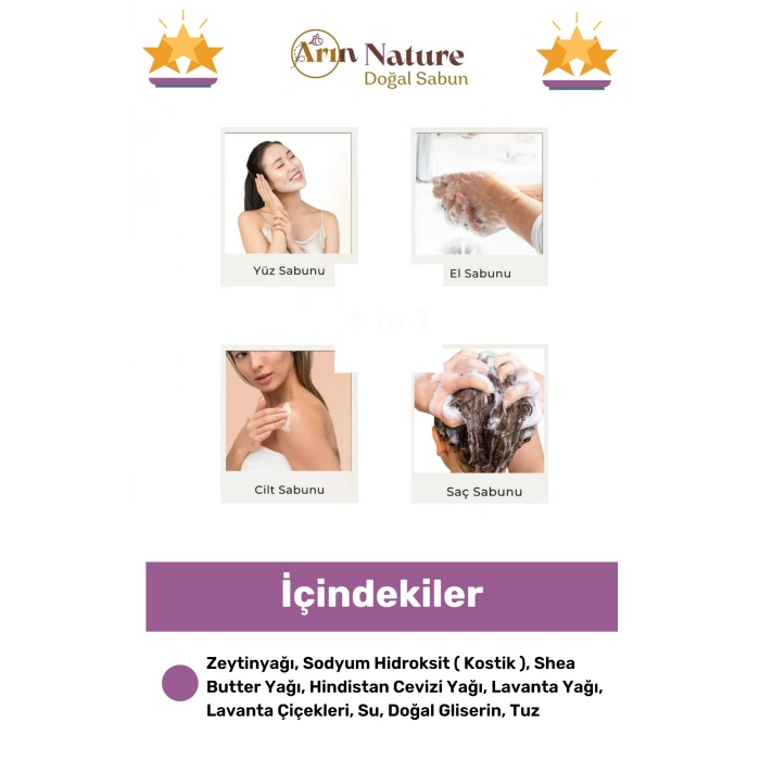 #lavanta %100 Doğal Güzel Kokulu El Yüz Saç Vücut Orijinal Bitkisel Lavanta Sabunu 120g - 5 Adet