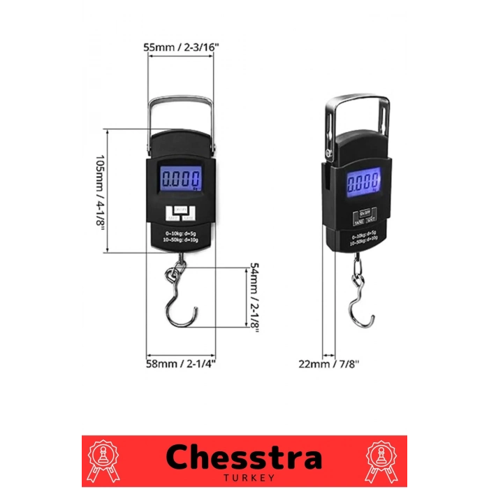 Lcd Ekran Seyahat Bavul Ağırlık El Terazi Dijital Çok Amaçlı Taşınabilir Askılı Pilli Bagaj Tartısı