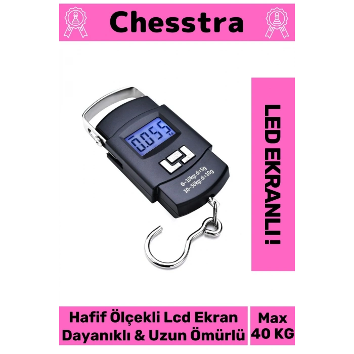Lcd Ekran Seyahat Bavul Ağırlık El Terazi Dijital Çok Amaçlı Taşınabilir Askılı Pilli Bagaj Tartısı
