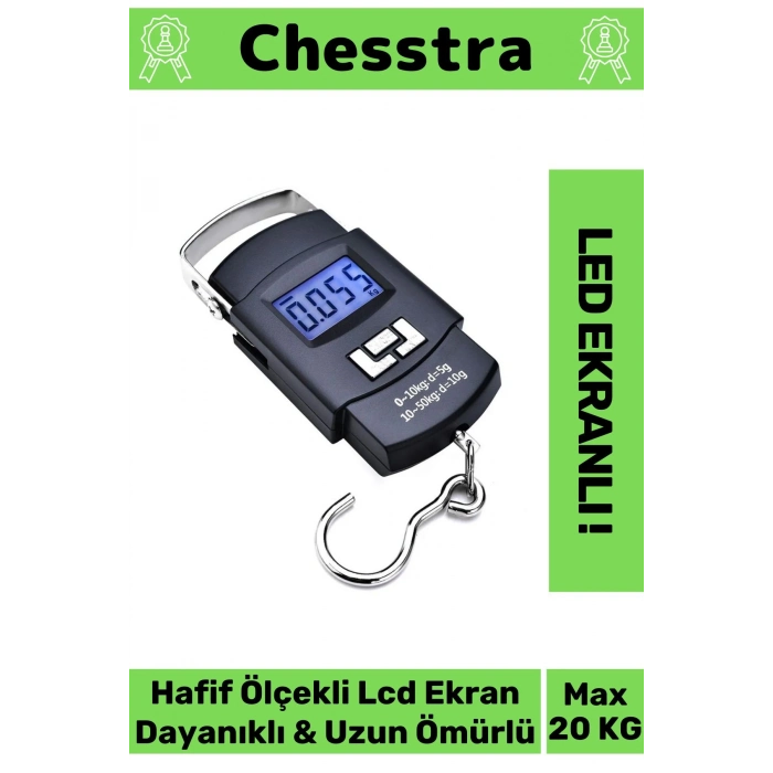 Lcd Ekran Seyahat Bavul Ağırlık El Terazi Dijital Çok Amaçlı Taşınabilir Askılı Pilli Bagaj Tartısı