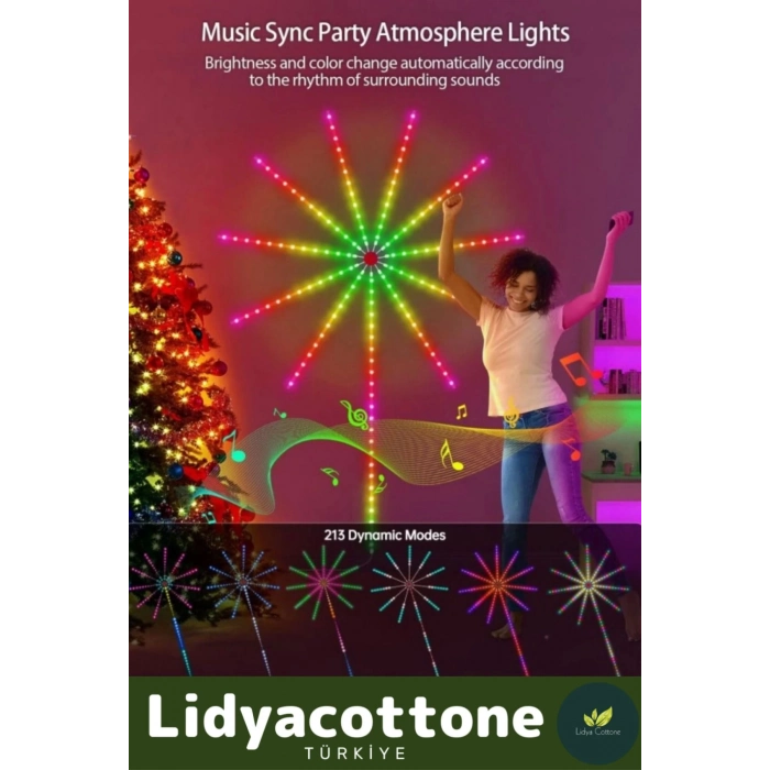 LED Duvar Lambası Telefon Uygulama Kumanda Akıllı Aydınlatma Salon Ev Yatak Odası Gamer RGB Firework