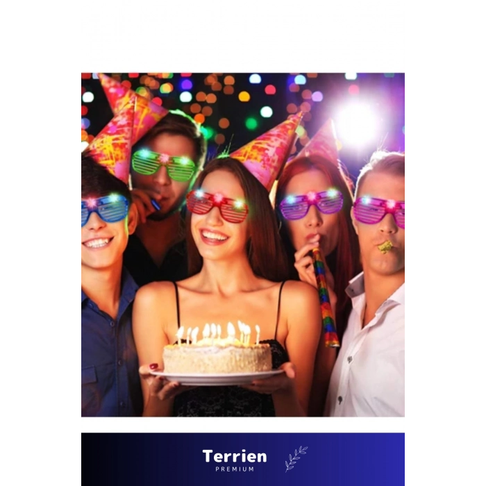 Limited Edition Metalize Panjur Şekilli Kaliteli Esnek Parlak Camsız Şık Parti Gözlüğü 6 Renk 15x6