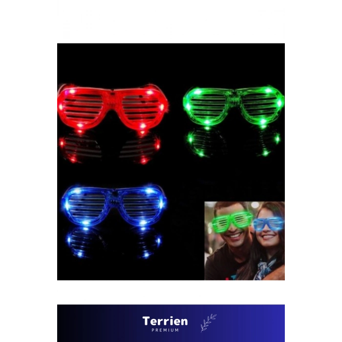 Limited Edition Metalize Panjur Şekilli Kaliteli Esnek Parlak Camsız Şık Parti Gözlüğü 6 Renk 15x6