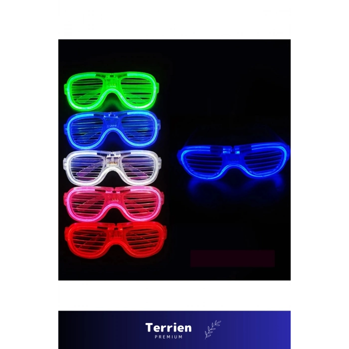 Limited Edition Metalize Panjur Şekilli Kaliteli Esnek Parlak Camsız Şık Parti Gözlüğü 6 Renk 15x6