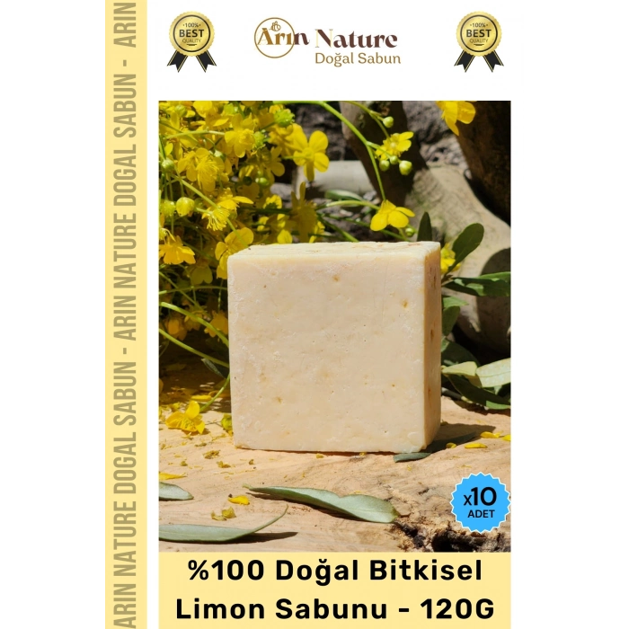 #limonsabunu %100 Doğal Güzel Kokulu El Yüz Saç Vücut Orijinal Bitkisel Limon Sabunu 120g - 10 Adet