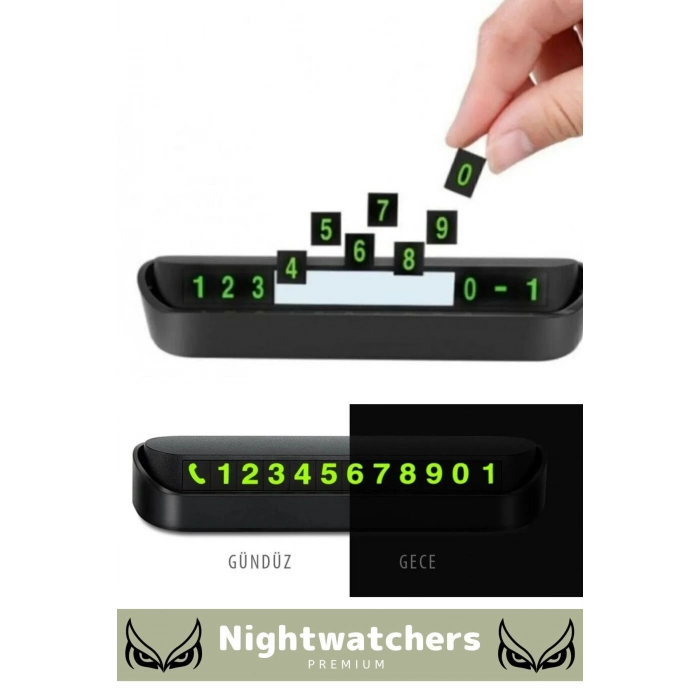 Lüks Araç Içi Telefon Numarası Oto Cam Kartı Torpido Üstü Fosforlu Neon Aç-Kapa Numaratör 2 Adet