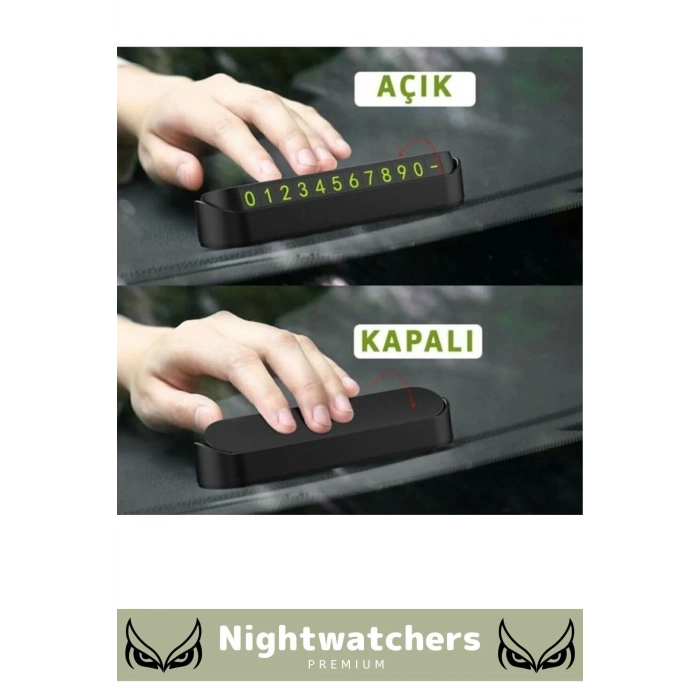 Lüks Araç Içi Telefon Numarası Oto Cam Kartı Torpido Üstü Fosforlu Neon Aç-Kapa Numaratör 2 Adet