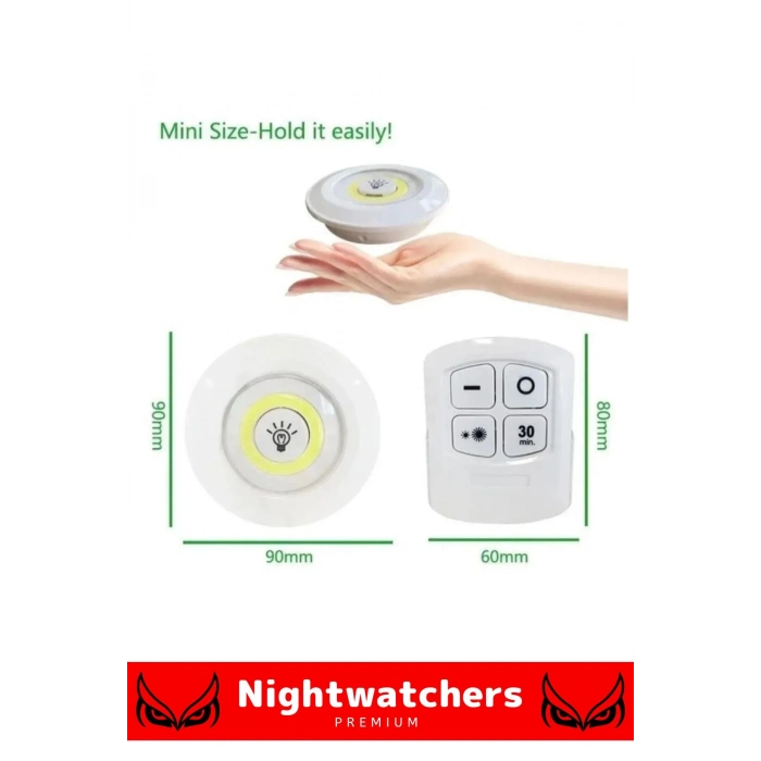 Lüks Av Kamp Ev Okul Araba Otel Pilli Uzaktan Kumandalı Yapışkanlı Dayanıklı 3lü Led Spot - 1 Adet