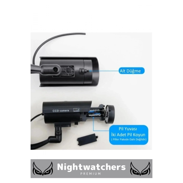 Lüks Ev Apartman Bahçe İş Yeri Gece Görüşlü Pilli Ledli Caydırıcı Oyuncak Güvenlik Kamerası 2li Set