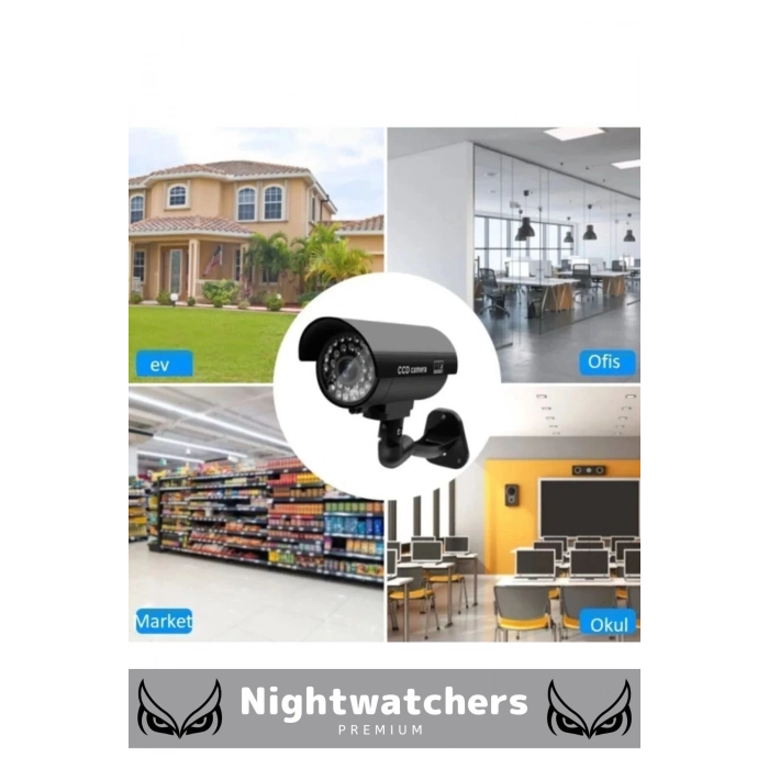 Lüks Ev Apartman Bahçe İş Yeri Gece Görüşlü Pilli Ledli Caydırıcı Oyuncak Güvenlik Kamerası 3lü Set