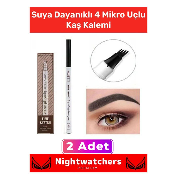 Lüx Suya Dayanıklı 4 Mikro Uçlu Kalıcı Kolay Uygulama Kaş Kalem Şekillendirme Boyama Rimeli 2li Set