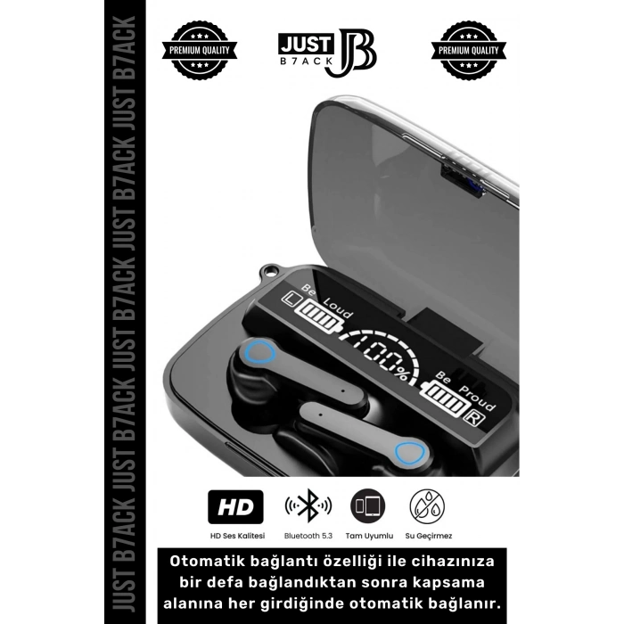 #M19Kulaklık Dijital Göstergeli Powerbanklı HD Hi-Fi Ses Dokunmatik 5.3 Mikrofonlu Kablosuz Kulaklık