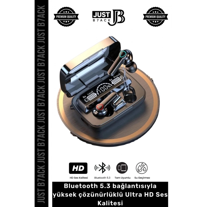 #M19Kulaklık Dijital Göstergeli Powerbanklı HD Hi-Fi Ses Dokunmatik 5.3 Mikrofonlu Kablosuz Kulaklık