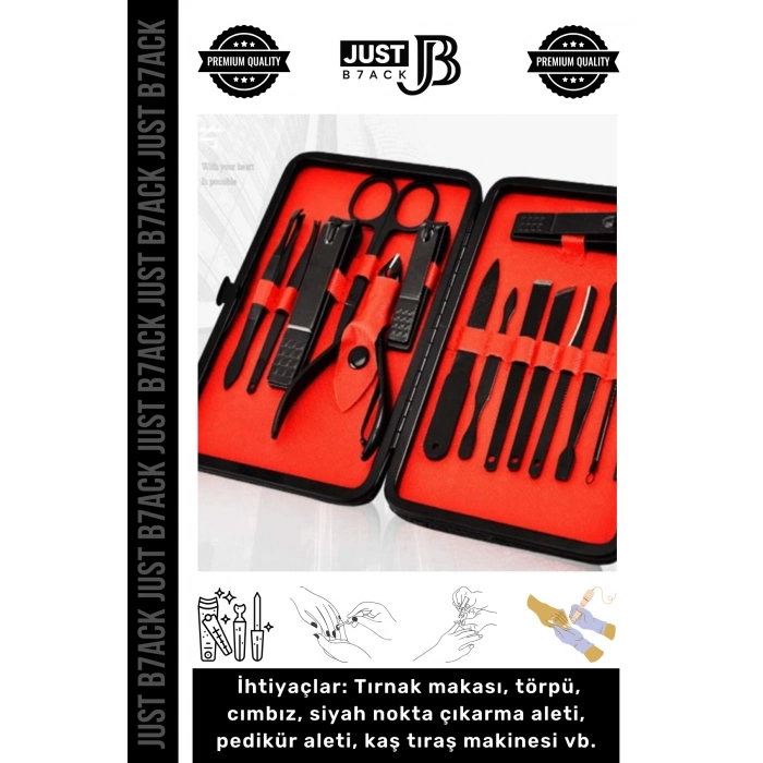 #ManikürSeti Paslanmaz Çelik El Yüz Ayak Bakımı Dayanıklı Keskin Profesyonel Manikür Seti 15 Parça