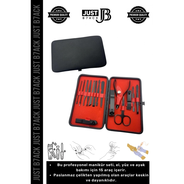 #ManikürSeti Paslanmaz Çelik El Yüz Ayak Bakımı Dayanıklı Keskin Profesyonel Manikür Seti 15 Parça
