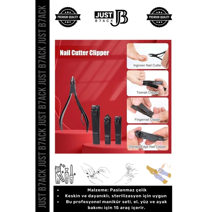 #ManikürSeti Paslanmaz Çelik El Yüz Ayak Bakımı Dayanıklı Keskin Profesyonel Manikür Seti 15 Parça