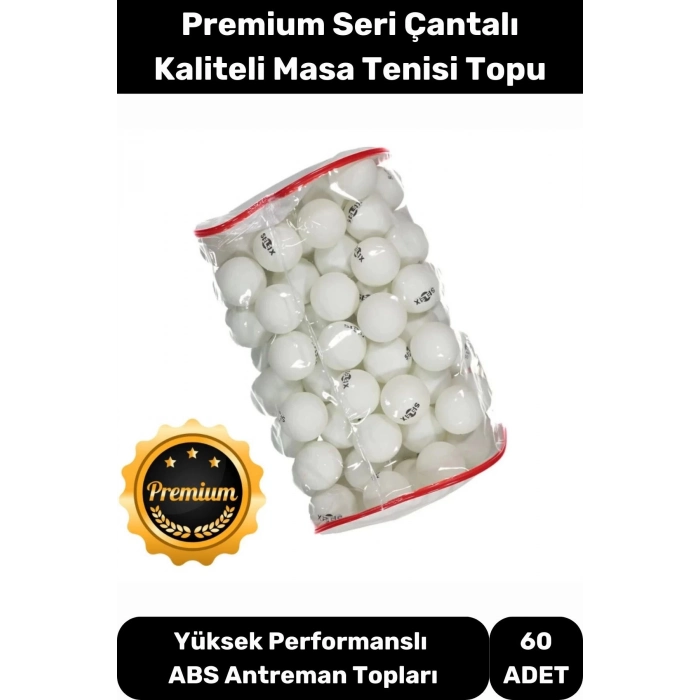 Masa Tenisi Pinpon Topu Çantalı Kaliteli Etkinlik 60 Adet Beyaz Canlı Ping Pong Sekme