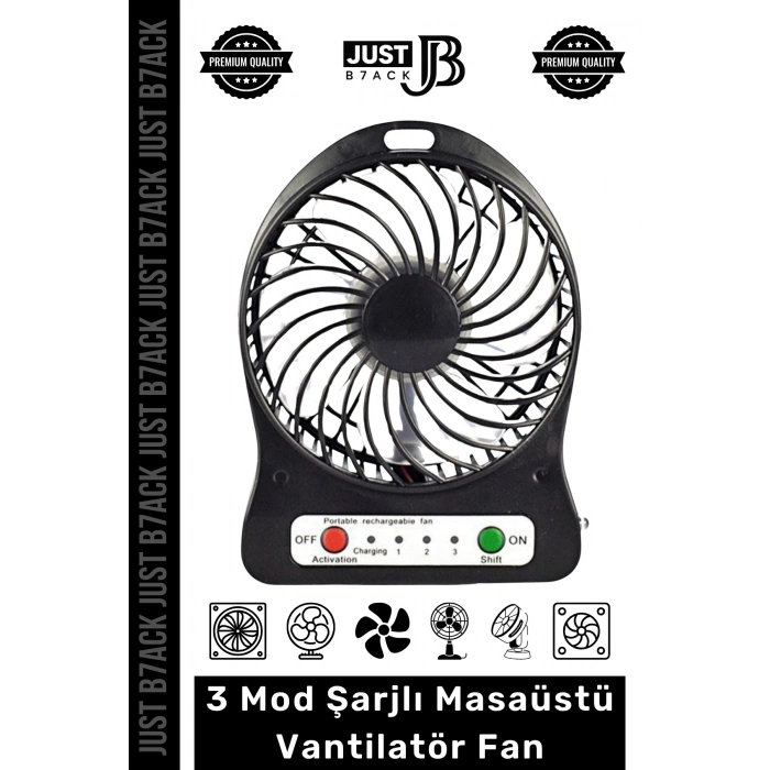 #MasaFanı 3 Mod Şarjlı Aydınlatmalı Sessiz Mini Pervaneli Soğutucu Küçük Masaüstü Vantilatör Fan