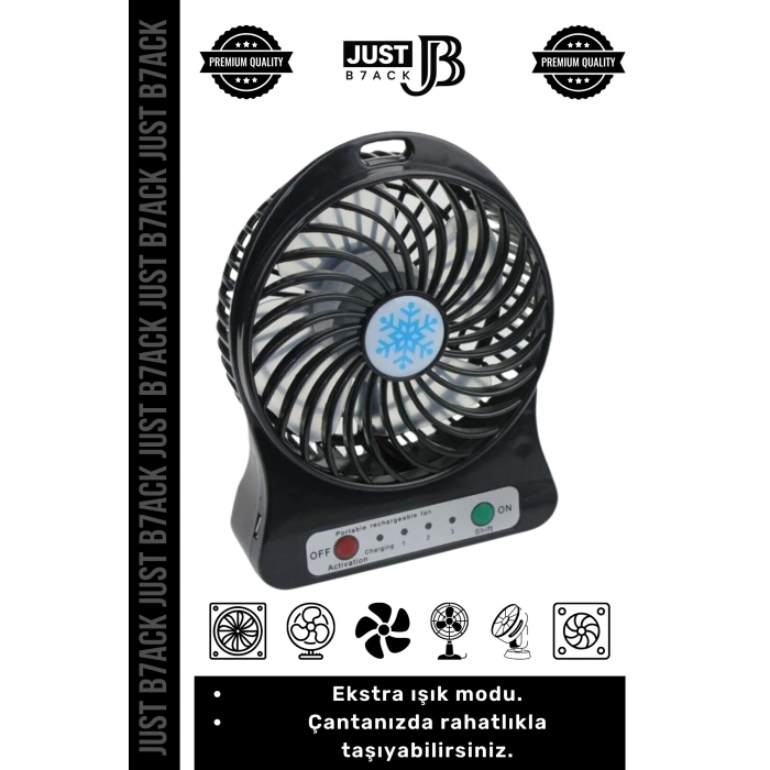 #MasaFanı 3 Mod Şarjlı Aydınlatmalı Sessiz Mini Pervaneli Soğutucu Küçük Masaüstü Vantilatör Fan