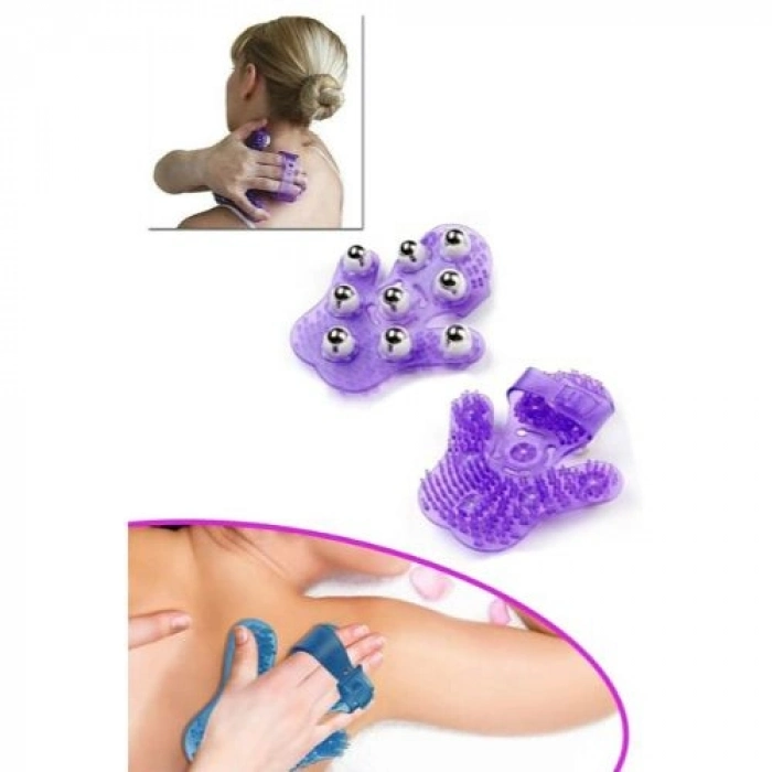 360 Derece Çelik Bilyeli Ergonomik Tasarım Vücut Sıkılaştırıcı Masaj Eldiven 9 Bilyeli Massage Glove