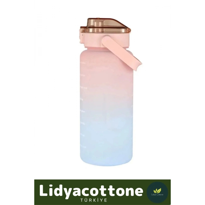 Matara Suluk Çift Renk Ölçü Baskılı Sızdırmaz Akmaz Motivasyon Plastik 2 Lt Su Şişe