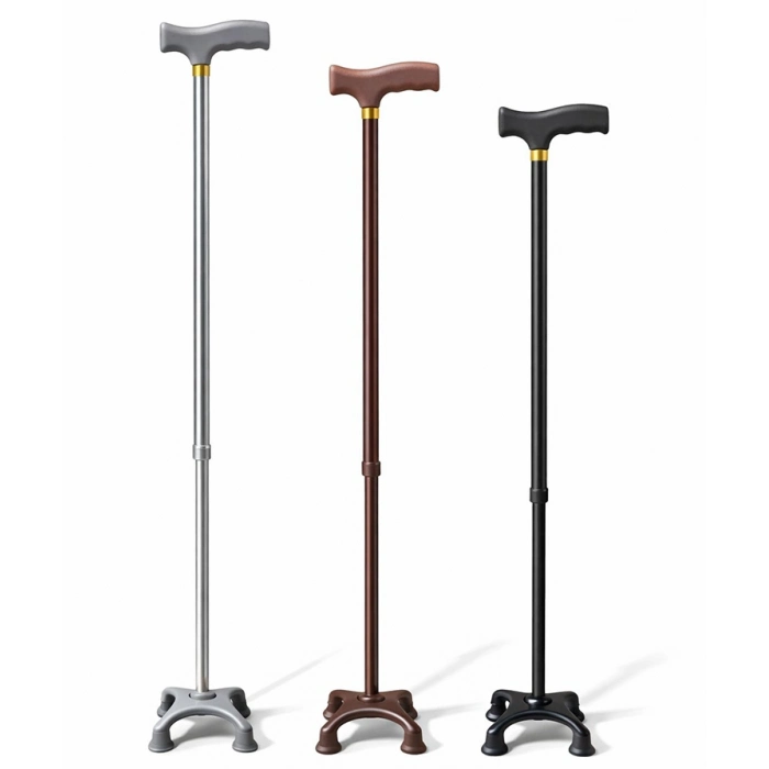 #Baston Ortopedik Medikal Alüminyum Sağlam Metal 4 Ayaklı Ayarlanabilir Destek Bastonu T Saplı