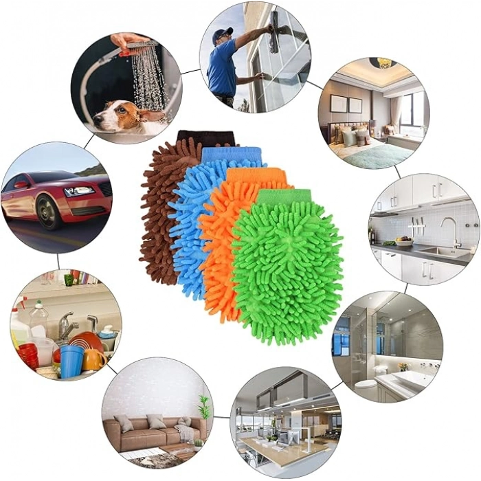 #Eldiven Yumuşak Püsküllü Boya Koruma Mükemmel Emiş Gücü Temizlik Mikrofiber Araç Yıkama Eldiveni