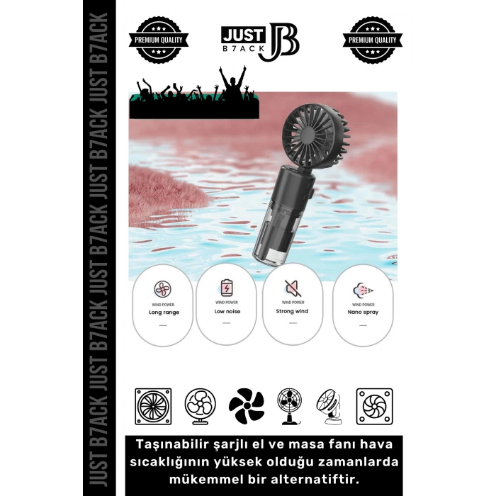 #MiniVantilatör 3 Kademe 1200 mAh Şarjlı Taşınabilir Su Hazneli Püskürtmeli Mini Klima Vantilatör