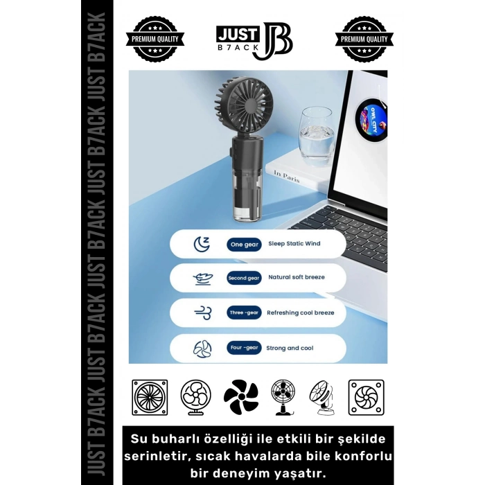 #MiniVantilatör 3 Kademe 1200 mAh Şarjlı Taşınabilir Su Hazneli Püskürtmeli Mini Klima Vantilatör