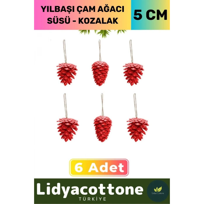 Noel Parti Dekoratif Yeni Yıl Eğlence Parti Kutlama Kış Yılbaşı Çam Ağacı Süsü Kozalak Altın 6lı