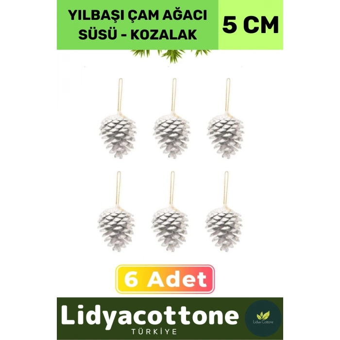 Noel Yeni Yıl Kış Yılbaşı Çam Ağacı Süsü Kozalak Seti Dekorasyon Kutlama Parti Süs 6LI